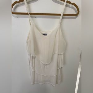 Express - Ruffle Tier Ivory Tank Top